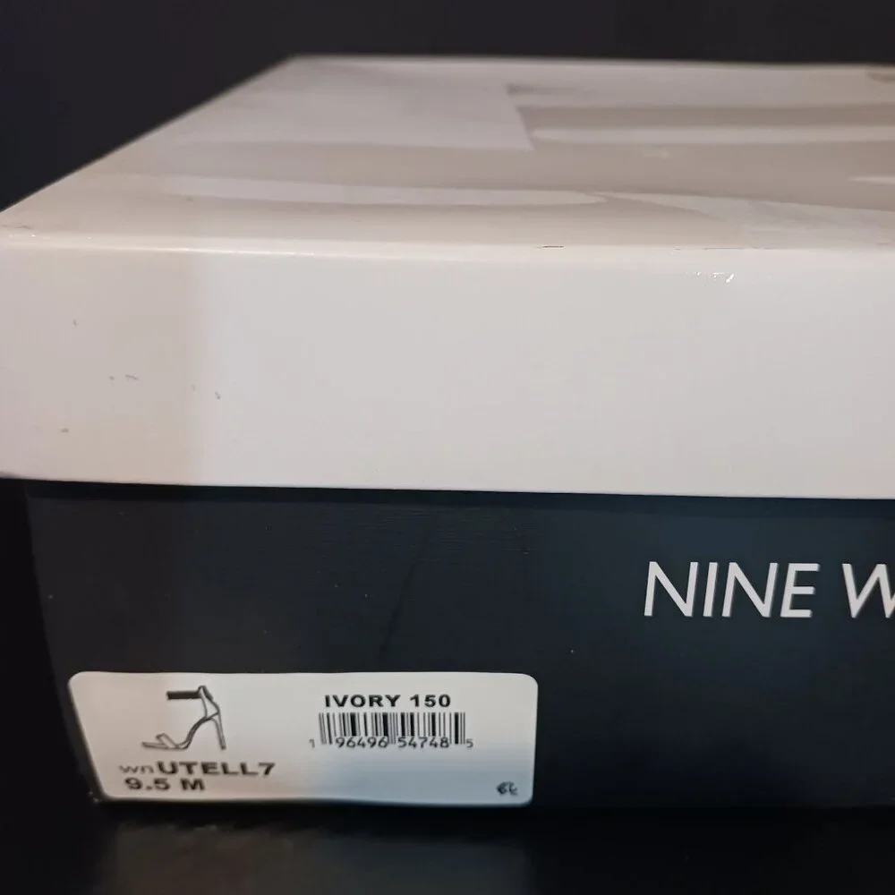 NEW Nine West Utell‎ Satin Embellished Ankle Strap Ivory Stiletto Heels Size 9.5